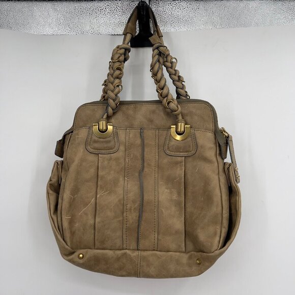 Chloé Heloise Hobo Bag in Taupe Leather – Braided Handles, Slouchy Shoulder Bag - Picture 1 of 16
